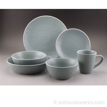 Dîner Set Stoneware White Line Decor Dingeware